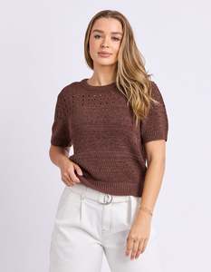 Tops: FOXWOOD SABLE KNIT TOP-CHOCOLATE