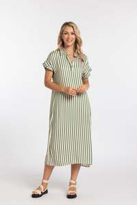 SAVANA DRESS-GREEN STRIPE