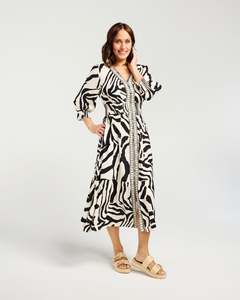 ZAFINA SERENA DRESS-BLACK RIPPLE