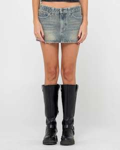 MORTY LOW RISE DENIM MICRO MINI SKIRT