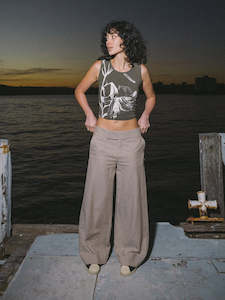 Womens Pants: Christina Twill suiting trouser -tan black