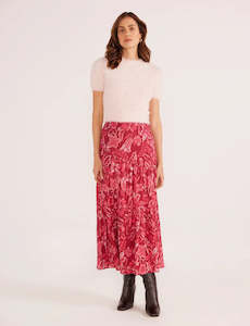 Mae Tiered Midi Skirt - Plum