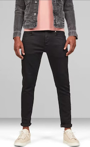 Mens Jeans: 3301 Elto Nero Black Super Stretch - Pitch Black