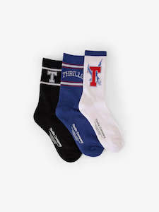 Roosevelt 3 pack sock White Limoges black