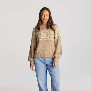 Wrangler: Daisy chain knit sweater caramel lime
