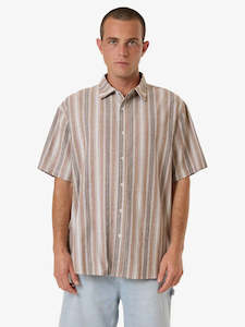 Thrills: Unlocked stripe short sleeve shirt -Breen
