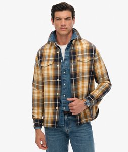 Mens: MERCHANT HEAVY CHECKED SHIRT - Yellow Navy Check