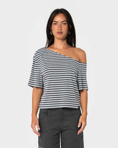 SALLY SLOUCH STRIPE OFF SHOULDER TOP