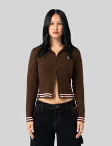 Rusty: DEVIL GIRL KNITTED ZIP THROUGH HOOD - Java
