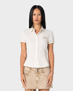 Womens: Missy May Stripe Shirt - Oatmeal
