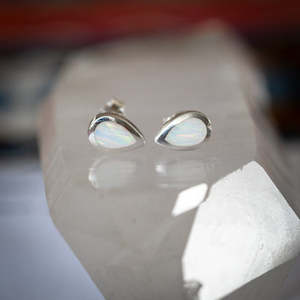 opal: Dainty Opal Stud Earrings