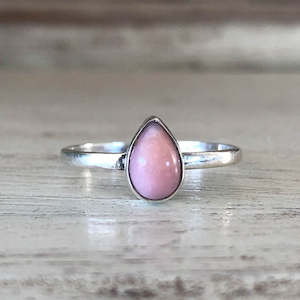 Opals: Pink Opal Pear Ring
