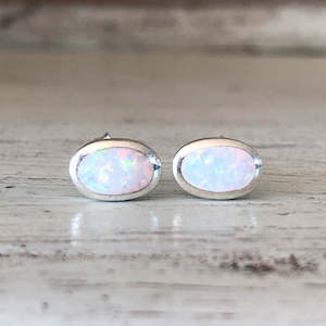 Dainty Oval Opal Studs