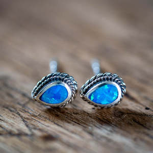 Opals: Blue Tear Opal Studs