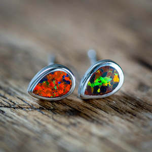 Black Opal Stud Earrings
