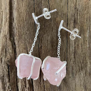 Rose Quartz: Rose Quartz Nugget Earrings