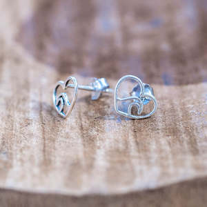 Surf: Silver Heart Surf Studs