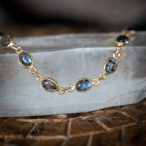 Labradorite: Oval Labradorite Gold Bracelet