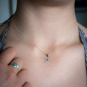 Turquoise: Turquoise Moon Necklace