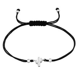 Silver Cactus Corded Bracelet