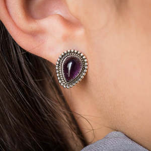 Amethyst: Raindrop Amethyst Studs