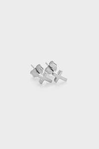 Stolen Girlfriends Club: Tiny Stolen Cross Earrings - Silver