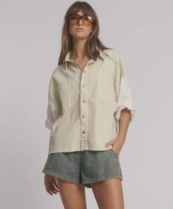 Drift Short Sleeve Denim Shirt - Cream