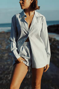 Commonplace: Good Days Boxer Short - Blue/White Stripe