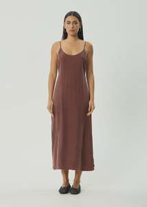 Afends: Valley Cupro Midi Dress - Hazelnut