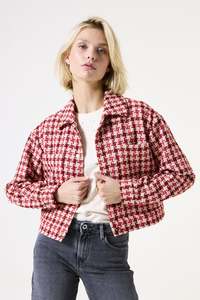 Checked Tweed Jacket -red