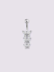 Gem Triple Butterfly Navel Barbell 14G