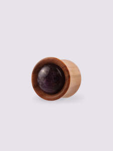 Olive Wood Amethyst Plug 12mm