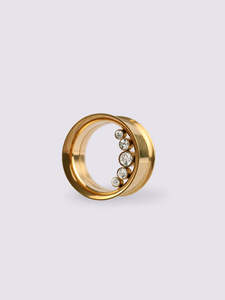 Piercing Jewellery: Gold Clear Gem Tunnel 19mm