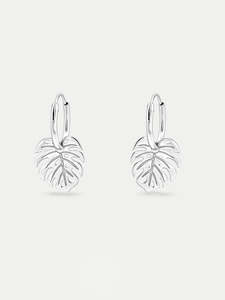 Jewellery: Sterling Silver Monstera Leaf Ear Hoops