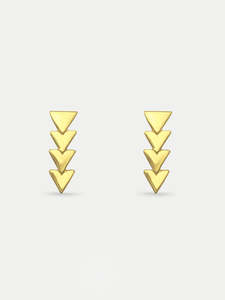 Sterling Silver Gold Plated Triangle Drop Stud Earrings