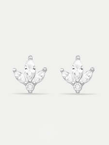 Sterling Silver Crystal Blossom Stud Earrings