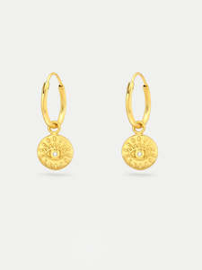 Sterling Silver Gold Plated Eye Hoop Drop Earrings