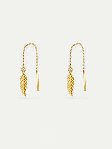 Sterling Silver Feather Thread Drop Earring