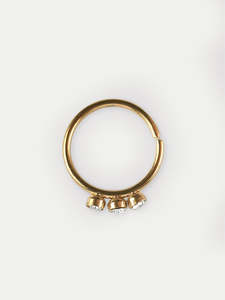 Three Gem Gold Split Ring 20G
