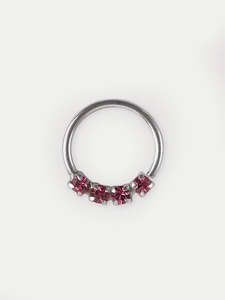 Six Gem Sterling Silver Split Ring 18G