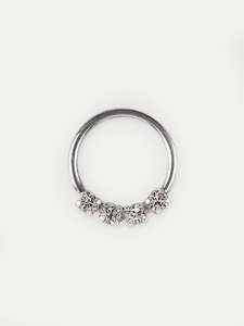 Six Gem Sterling Silver Split Ring 18G
