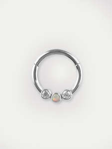 Opal Gem Hinged Ring 16G