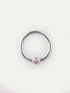 Piercing Jewellery Hinged Rings: Opal Hinged Bead Ring 16G