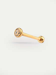 Piercing Jewellery Flat Back Studs: Gem Gold Ear Stud 18G