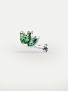Three Marquise Gem Ear Stud 18G