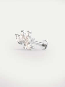 Marquise Gem Curve Ear Stud 18G