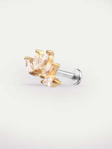Marquise Gem Curve Ear Stud 18G