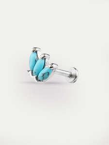 Three Marquise Gem Ear Stud 18G