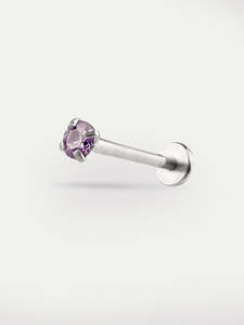 Piercing Jewellery Labret: Gem Prong Set Flatback Barbell 16G