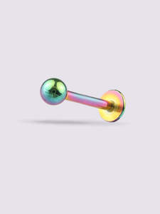 TItanium Plated Flatback Barbell 16G